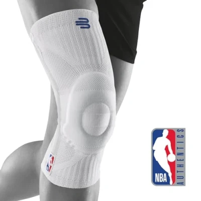 Image of BAUERFEIND Knee Bandage Sports Support NBA Unisex in White, 1 for Basketball, Wearable on Right and Left Knee, Brace