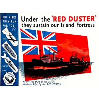 Image of Wee Blue Coo WAR WWII UK NAVY FLAG RED DUSTER ENSIGN WEAPON BOAT SHIP 30X40 CMS FINE ART PRINT POSTER BB9328