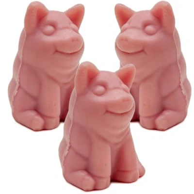Image of La Maison du Savon de Marseille French Pig Shaped Soap for Body Wash or Decoration Raspberry Fragrance 20g Novelty Bar Set of 3