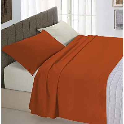 Image of Italian Bed Linen Natural Colour Duvet Set, Terra/Cream, Double
