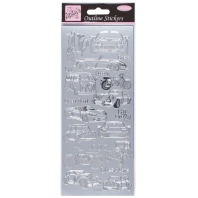 Image of Anitas Outline Stickers, Car Collection, Silver, For Scrapbooking, Card Making, Kids Play, Homework, Art, Craft, Embelish, Decorative, Paper, Card, Glass, Metal, Plastic, Foam