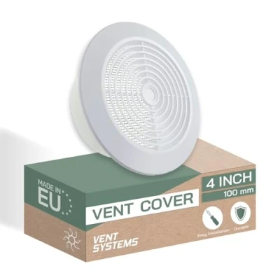 Image of Vent Systems 100 mm / 3.93&#039;&#039;&#039; Inch White Plastic Dismantable Ceiling Grille Round Air Louver Grill Cover Nylon Screen HVAC Vents for Bathroom, Home Office, Kitchen