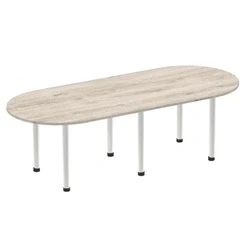Image of Impulse 2400mm Boardroom Table Grey Oak Top Silver Post Leg