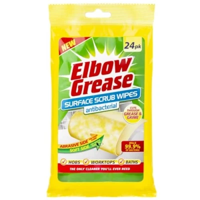 Image of AntiBacterial Surface Scrub Wipes Yellow 4 By Elbow Grease