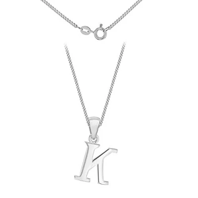 Image of Tuscany Silver Women&#039;s Sterling Initial K Pendant on Curb Chain of Length 46 cm/18 Inch