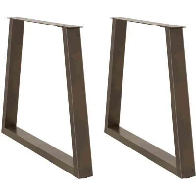 Image of vidaXL dining table legs v shape 2 pcs natural steel 80x(72 73.3) cm powder coated adjustable foot levellers geometric design modern look