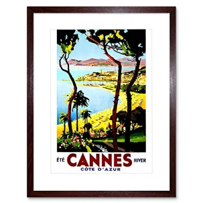 Image of Wee Blue Coo Vintage Travel Cannes France New Framed Wall Art Print