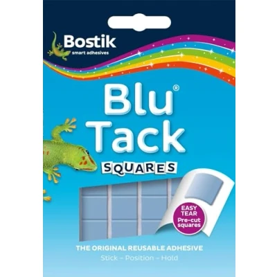 Image of Bostik Blu Tack Squares, Multipurpose Reusable Adhesive, Clean, Safe &amp; Easy to Use, Non Toxic, 45g