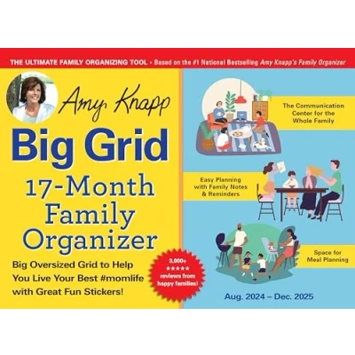 Image of 2025 Amy Knapp&#039;s Big Grid Family Organizer Wall Calendar: August 2024 December (Amy Plan Your Life Calendars)