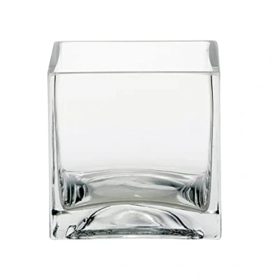 Image of Floralcraft® 12cm Glass Cube Vase Flowers Decorative Centerpiece for Floral Arrangements, Home Decor Wedding Party, Planter Terrarium Candle Holder