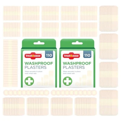 Image of 220 Treat&amp;Ease Waterproof Plasters &amp; Dressing Supplies Breathable Childrens Assorted Kids Round, Small, Medium, Large Finger for First Aid Kit