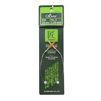 Image of clover Takumi Bamboo Circular Knitting Needles 9&quot; Size 3/3.25mm