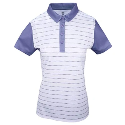 Image of Island Green Golf Ladies Contrast Sleeve Breathable Moisture Wicking Flexible Polo Shirt Lavender/White, Size 10