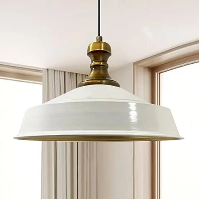 Image of bamyum Asletl Knob Hanging Lamp Industrial Pendant Light, 41 cm Shades, Modern Metal Kitchen Island Lights, E27 for Living Room and Dining Room, Orange Light