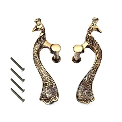 Image of ESPLANADE Designer Pair of Brass Door Handles (2 pcs) Handle Sets Pulls Decor 8&quot; Inches
