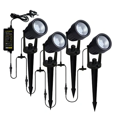 Image of LITECRAFT Sitka 4 x 3 Watt LED Outdoor Garden Spike Kit with Photocell Sensor Black