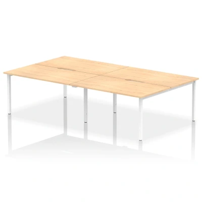 Image of Evolve B2B White Frame Bench Desk 1400 Maple (4 Pod) BE234