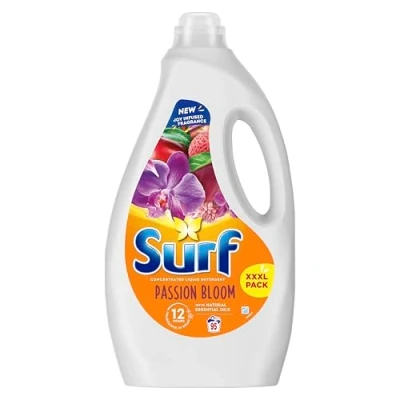 Image of Surf Passion Bloom Laundry Washing Liquid Detergent with a joy infused fragrance &amp; natural essential oils lasting up to 12 hours in wear for brilliantly clean results 95 washes 2.565 L