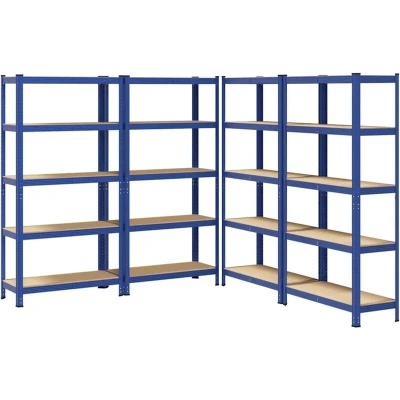 Image of vidaXL blue storage shelving steel/engineered wood adjustable height 100 x 50 198 cm