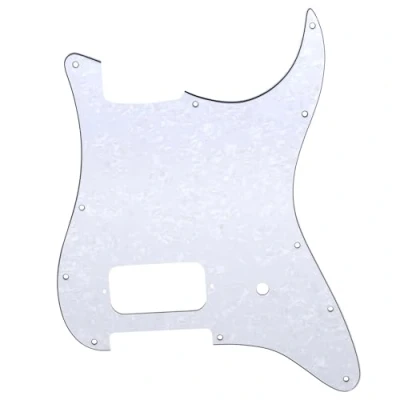 Image of Musiclily Pro 11 Holes ST Strat Uncovered One Humbucker Guitar Pickguard Scratch Plate for American/Mexican Fender Tom Delonge Stratocaster Electric Guitar, 4Ply White Pearl