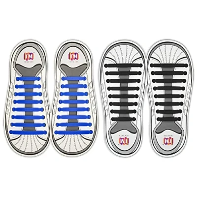 Image of INMAKER No Tie Shoe Laces for Kids and Adults, 2 Pack, Elastic Shoelaces Sneakers, Silicone Tieless