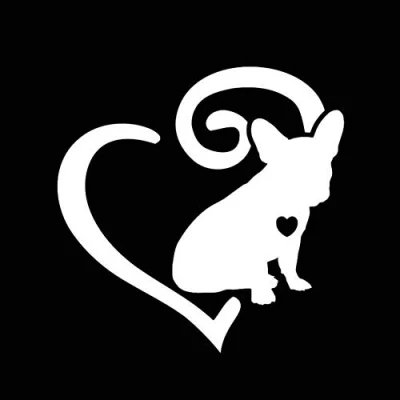 Image of Car Sticker, Cartoon French Bulldog Frenchie Love Heart Vinyl Decal Auto Adhesive Sticker White
