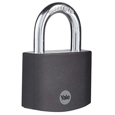Image of Yale YE3B/50/126/1/BK Standard Security 50mm Aluminium Padlock Black Open Hardened Steel shackle 3 keys