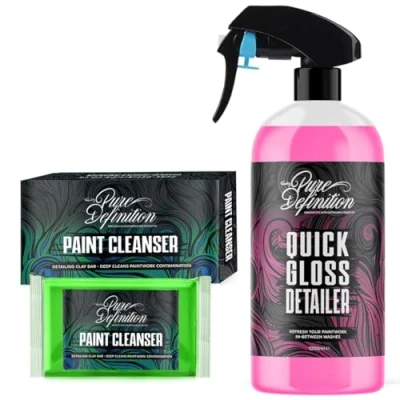 Image of Car clay Bar Kit, Fine Grade Claybar Block &amp; Detail Lube Spray, Auto Detailing Pure Definition (1000ml + 100g bar)