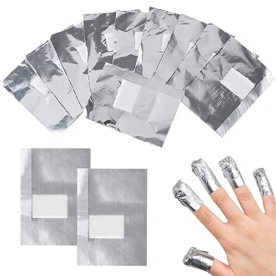 Image of Yoezuo 100 Pcs Nail Foil Wraps, Remover Foils, Gel Aluminium Wraps Remover, Foils with Pad for Nails