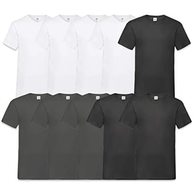 Image of Fruit of the Loom Men&#039;s V Neck Valueweight T Shirt (Pack 10) Multicolour Medium