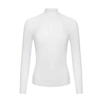 Image of LeMieux Emily Long Sleeve Show Shirt Womens Lightweight and Breathable Standing Collar White UK10