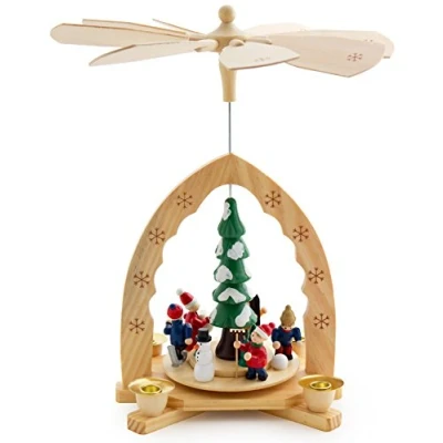 Image of BRUBAKER 1 Tier Wooden Christmas Pyramid 12 Inches (30 cm) Tree with Winter Scene