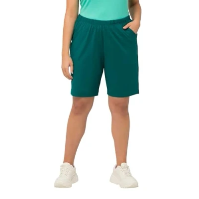 Image of Ulla Popken Women&#039;s Jerseyshorts, Taschen, Elastikbund Trouser, Emerald, 40W x 32L