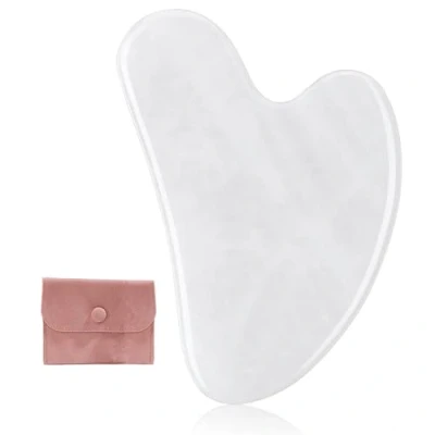 Image of Gua Sha Tools, Jade Stone Massager Beauty Face,Physical Therapy and SPA Acupuncture Used for Face, Eyes, Neck Body (White)