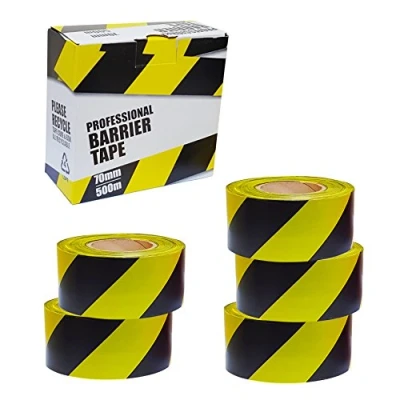 Image of 5 x Professional Barrier Hazard Safety Warning Tape Yellow &amp; Black, 70mm 500m