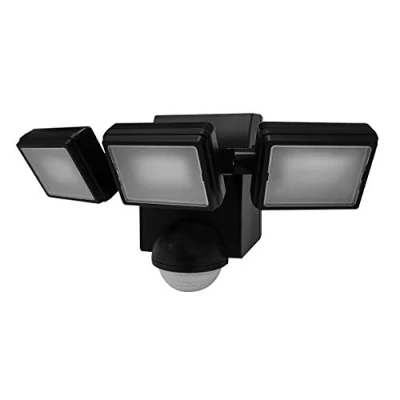 Image of IQ Black Triple Spotlight PIR Battery Operated Security Light Outdoor Wall Exterior Motion Sensor 1000 Lumen LED Floodlight (Single)