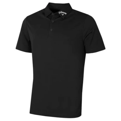 Image of Callaway Golf Mens Ace Micro Texture Polo Shirt Caviar M