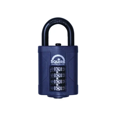 Image of Squire Heavy Duty Padlock (CP40) Toughest Steel Shackle 4 Wheel Combination Alloy for Corrosion Resistance Weatherproof Lock Home, School &amp; Garage (Blue, 40 mm)