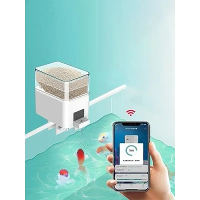 Image of Automatic Fish Feeder, WiFi Remote Feeder for Aquariums Tank, Programmable Timer Food Dispenser Moisture Proof Weekend &amp; Holiday Feeding