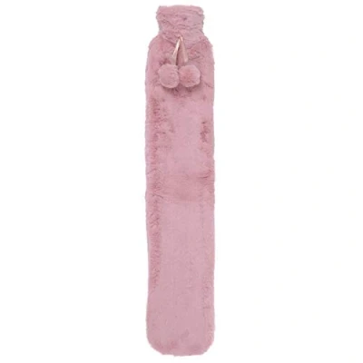 Image of Extra Long Slim Hot Water Bottle Faux Fur Cover Thermotherapy Pain Relief 72cm Blush Pink