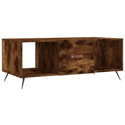 Image of vidaXL Modern Coffee Table Smoked Oak Rectangular with Spacious Storage Durable Engineered Wood and Iron Legs Brown