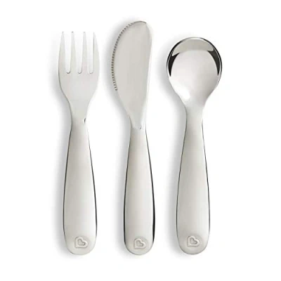 Image of Munchkin Polish Ergonomically Designed Stainless Steel Toddler Cutlery Set, Includes Fork, Knife and Spoon