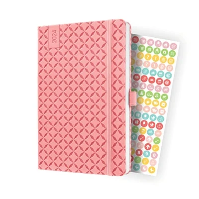 Image of SIGEL J4111 Jolie Weekly planner 2024, hardcover, 13,5 x 20,3 cm, 174 pages, rose