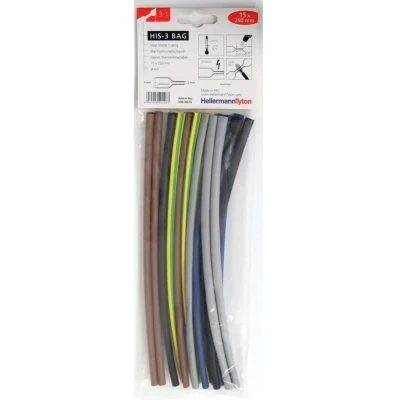 Image of HellermannTyton Heatshrink Tubing, 3:1, 5 Colours, 40/13, Pack of 15
