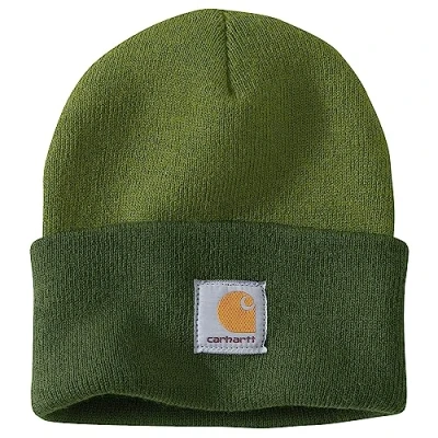 Image of Carhartt Men&#039;s Knit Cuffed Two Tone Beanie, Light Moss, One size