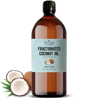 Image of Fractionated Coconut Oil 1000ml Carrier for Essential Oil, Skin, Hair Growth &amp; Lip Gloss Use, Oils Mixing
