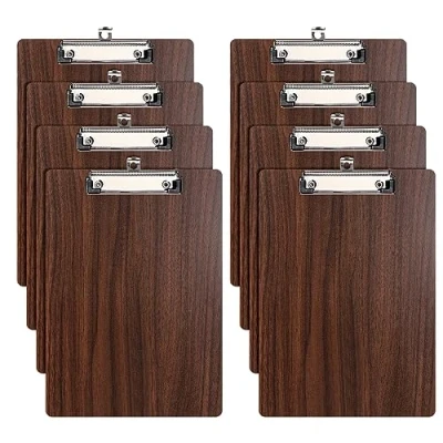 Image of DONGLI 8 Pack Clipboard A4,Wooden with Low Profile Clip and Hanging Hole,Clip Board Hardboard for Office, Business,Restaurant