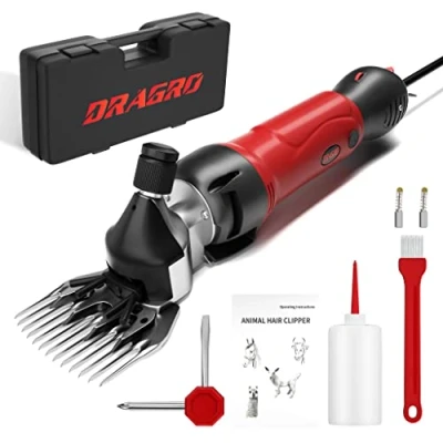 Image of Dragro 2024 Upgraded Sheep Shears 500W, Professional Electric Clippers, Farm Livestock Grooming Kit, 6 Speed Heavy Duty for Thick Coat Animals Alpacas Goats
