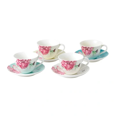 Image of Royal Albert Miranda Kerr Everyday 40033997 Teacup &amp; Saucer Mixed Set of 4, Multi, Porcelain, 4 Count (Pack 1)