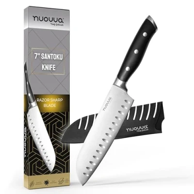Image of nuovva Professional Kitchen Knife Sharp Santoku Chef Knives 7 inch German High Carbon Stainless Steel Cooking Slicing
